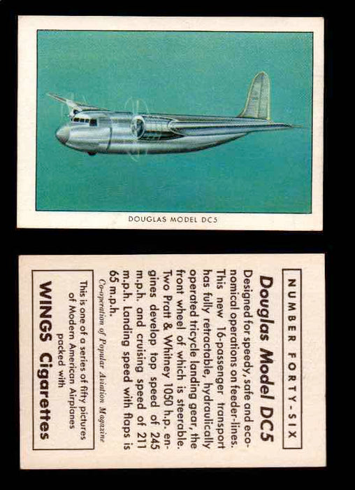 1940 Modern American Airplanes Series 1 Vintage Trading Cards Pick Singles #1-50 46 Douglas Model DC-5  - TvMovieCards.com