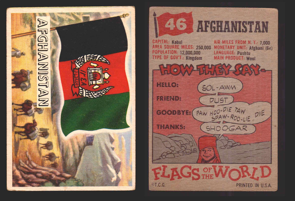 1956 Flags of the World Vintage Trading Cards You Pick Singles #1-#80 Topps 46	Afghanistan  - TvMovieCards.com