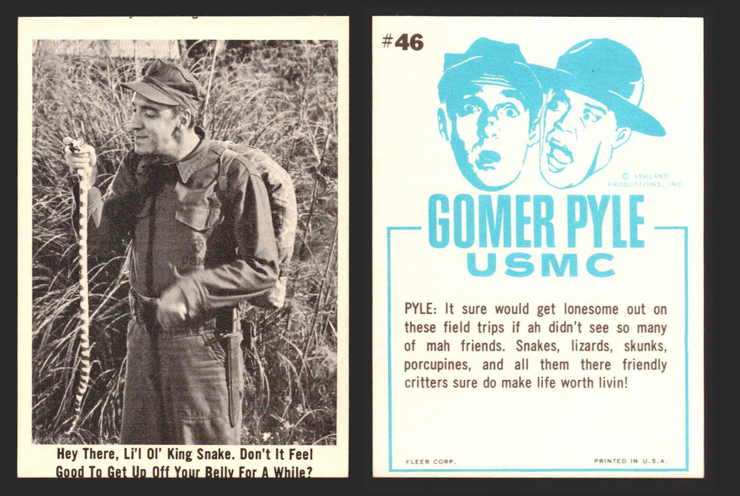 1965 Gomer Pyle Vintage Trading Cards You Pick Singles #1-66 Fleer 46   Het there  li'l ol' king snake. Don't it feel good  - TvMovieCards.com