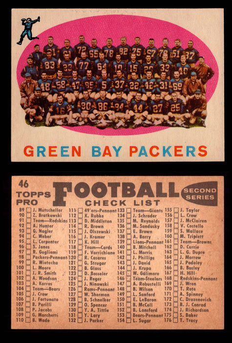 1959 Topps Football Trading Card You Pick Singles #1-#176 VG/EX #	46	Green Bay Packers Team Card  - TvMovieCards.com