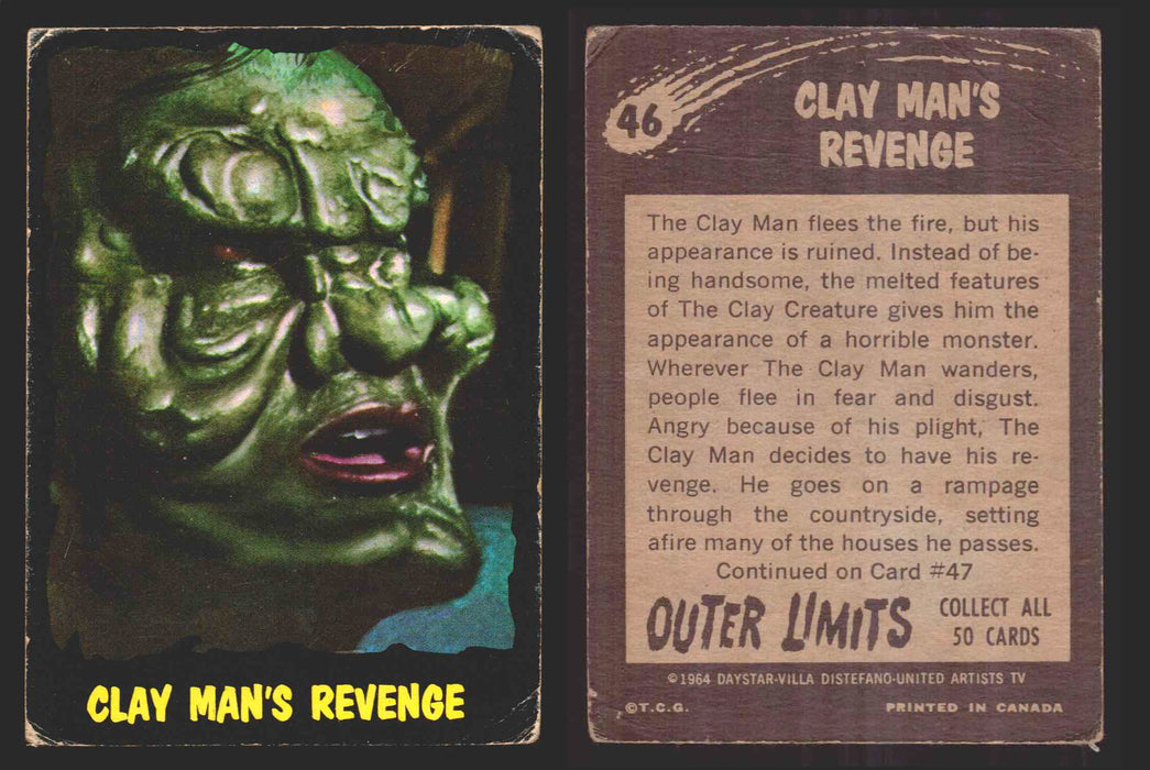 1964 Outer Limits Vintage Trading Cards #1-50 You Pick Singles O-Pee-Chee OPC 46   Clay Man's Revenge  - TvMovieCards.com