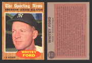 1962 Topps Baseball Trading Card You Pick Singles #400-#499 VG/EX #	475 Whitey Ford - New York Yankees AS  - TvMovieCards.com