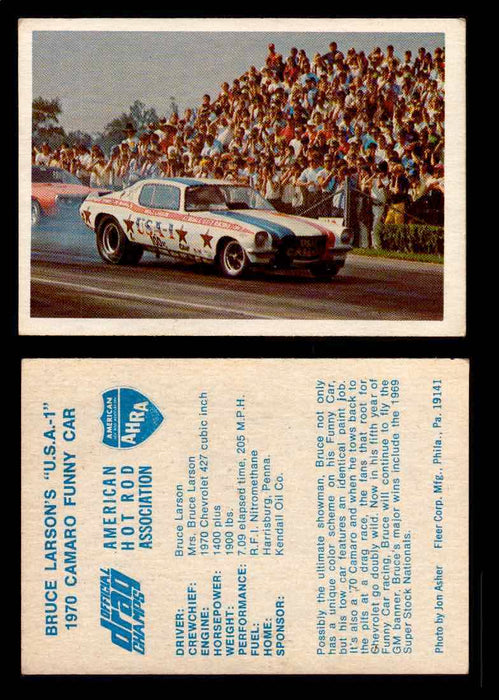 AHRA Official Drag Champs 1971 Fleer Vintage Trading Cards You Pick Singles 47   Bruce Larson's "U.S.A.-1"                        1970 Camaro Funny Car  - TvMovieCards.com
