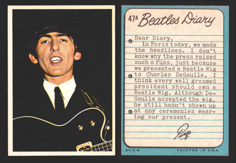 Beatles Diary Topps 1964 Vintage Trading Cards You Pick Singles #1A-#60A #	47	A  - TvMovieCards.com