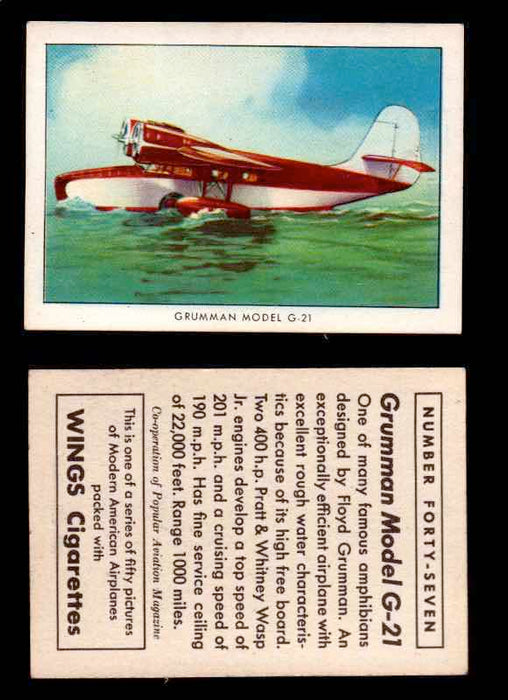 1940 Modern American Airplanes Series 1 Vintage Trading Cards Pick Singles #1-50 47 Grumman Model G-21  - TvMovieCards.com