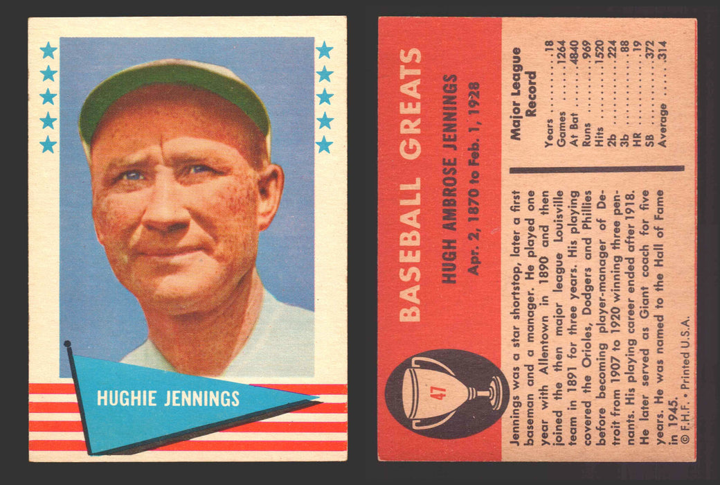 1961 Fleer Baseball Greats Trading Card You Pick Singles #1-#154 VG/EX 47 Hughie Jennings  - TvMovieCards.com
