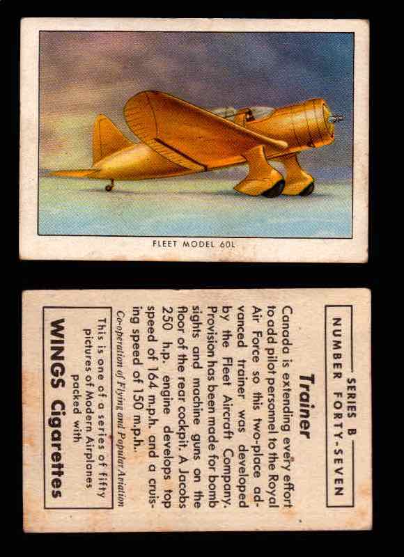 1941 Modern American Airplanes Series B Vintage Trading Cards Pick Singles #1-50 47	 	Fleet Model 60L  - TvMovieCards.com
