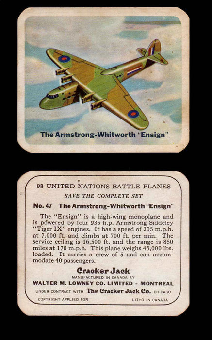 Cracker Jack United Nations Battle Planes Vintage You Pick Single Cards #1-70 #47  - TvMovieCards.com