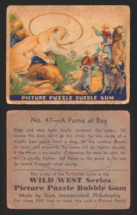 Wild West Series Vintage Trading Card You Pick Singles #1-#49 Gum Inc. 1933 47   A Puma at Bay  - TvMovieCards.com