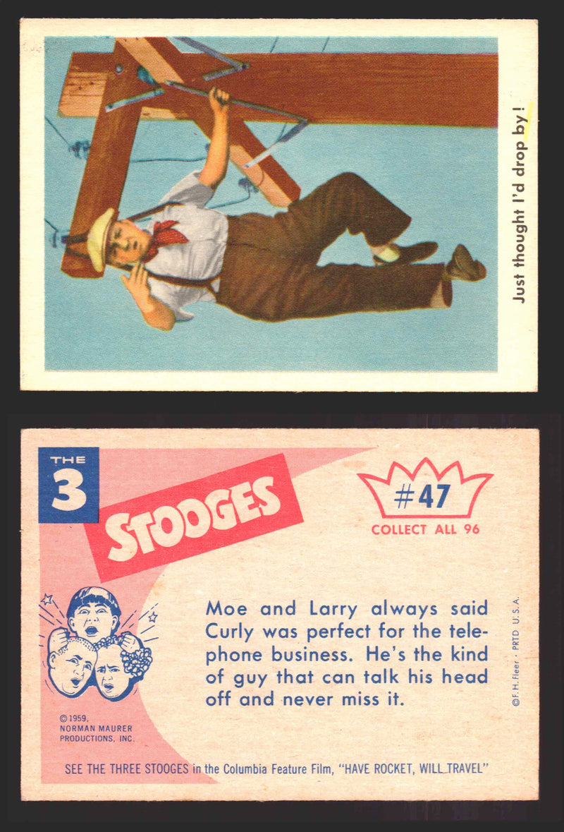 1959 Three 3 Stooges Fleer Vintage Trading Cards You Pick Singles #1-96 #47  - TvMovieCards.com