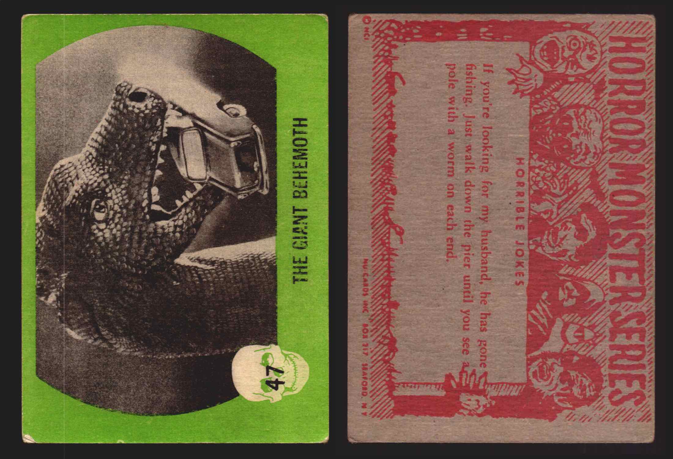 1961 Horror Monsters Series 1 Green Trading Card You Pick Singles