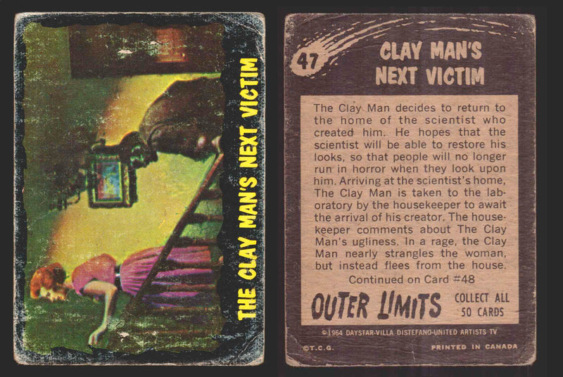 1964 Outer Limits Vintage Trading Cards #1-50 You Pick Singles O-Pee-Chee OPC 47   The Clay Man's Next Victim  - TvMovieCards.com