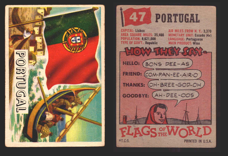 1956 Flags of the World Vintage Trading Cards You Pick Singles #1-#80 Topps 47	Portugal  - TvMovieCards.com