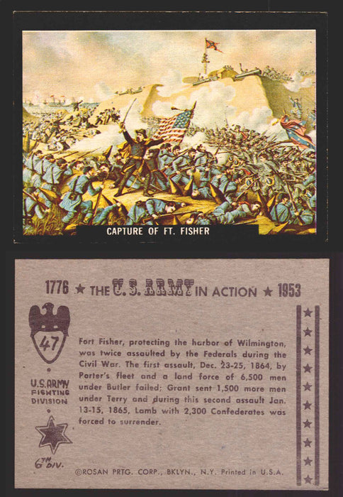 1961 The U.S. Army in Action 1776-1953 Trading Cards You Pick Singles #1-64 47   Capture of Ft. Fisher  - TvMovieCards.com