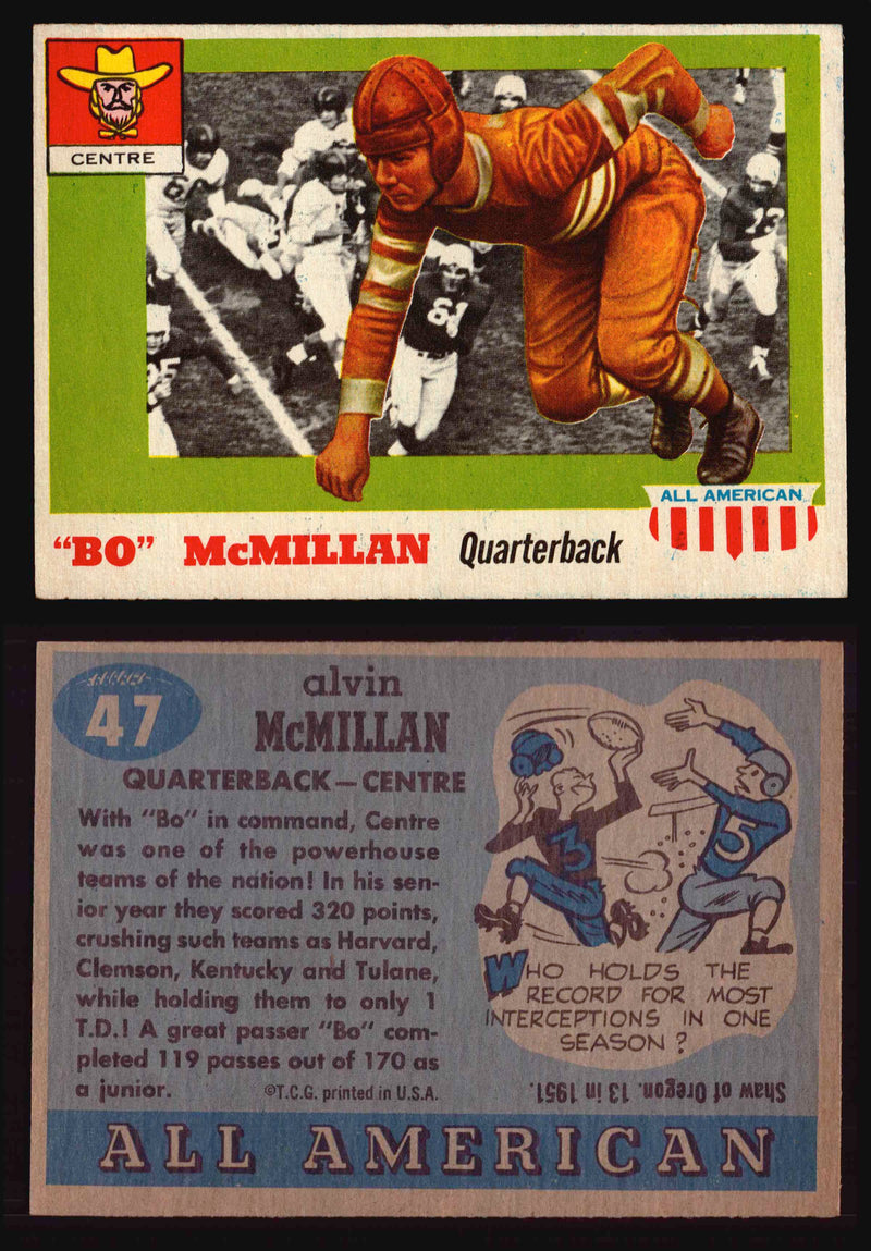 1955 Topps All American Football Trading Card You Pick Singles #1-#100 VG/EX #	47	Bo McMillan  - TvMovieCards.com