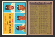 1961 Topps Baseball Trading Card You Pick Singles #1-#99 VG/EX #	47 NL 1960 Pitching Leaders - Ernie Broglio / Warren Spahn / Vern Law / Lew Burdette  - TvMovieCards.com