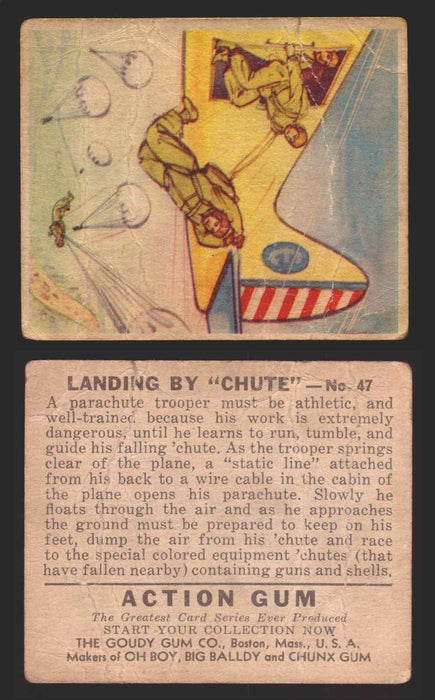 1938 Action Gum Vintage Trading Cards #1-96 You Pick Singles Goudy Gum #47   Landing by "Chute”  - TvMovieCards.com