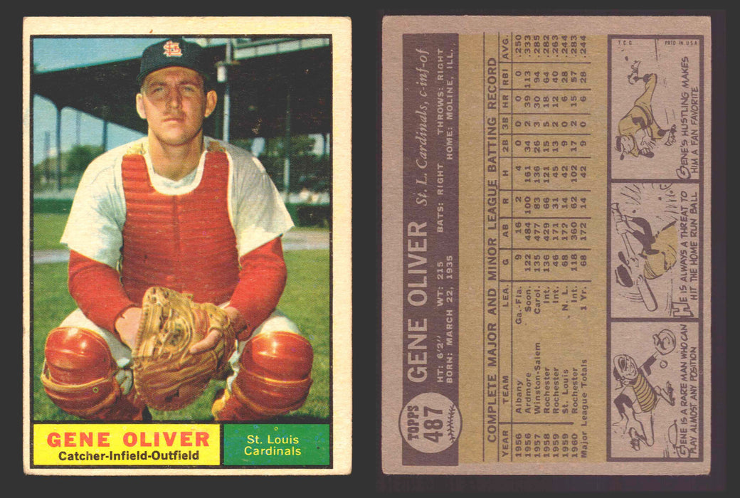 1961 Topps Baseball Trading Card You Pick Singles #400-#499 VG/EX #	487 Gene Oliver - St. Louis Cardinals  - TvMovieCards.com