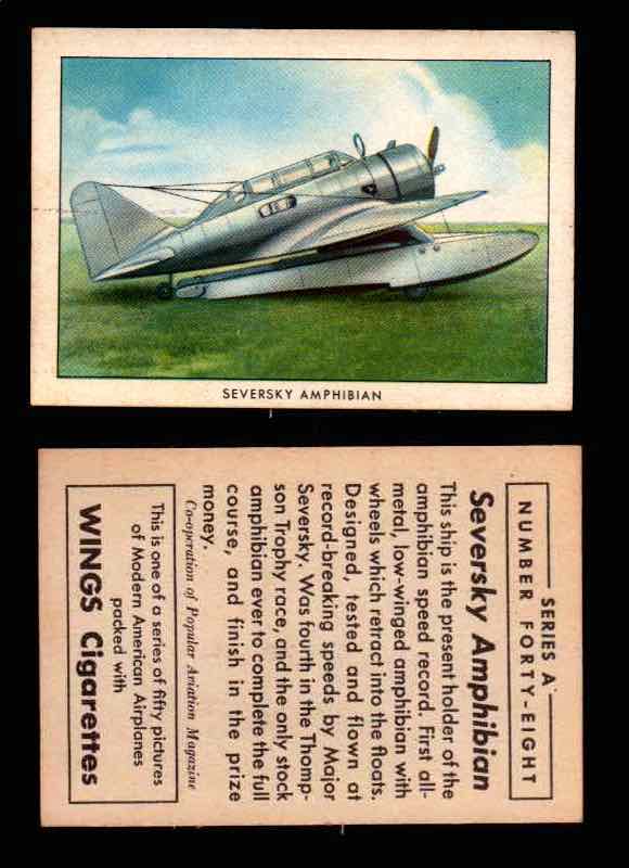 1940 Modern American Airplanes Series A Vintage Trading Cards Pick Singles #1-50 48 Seversky Amphibian  - TvMovieCards.com