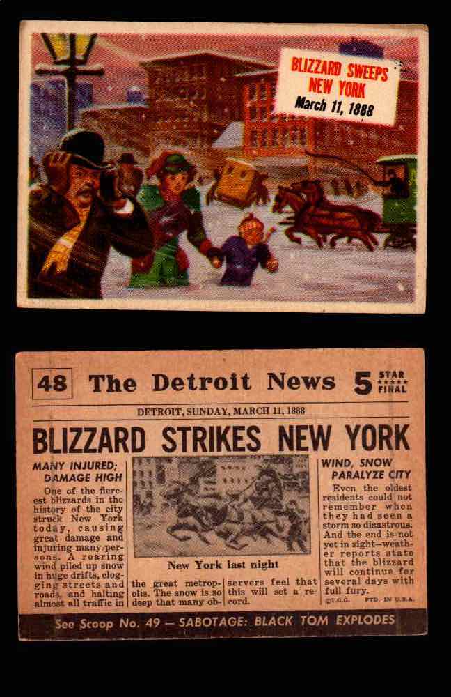 1954 Scoop Newspaper Series 1 Topps Vintage Trading Cards You Pick Singles #1-78 48   Blizzard Sweeps New York  - TvMovieCards.com