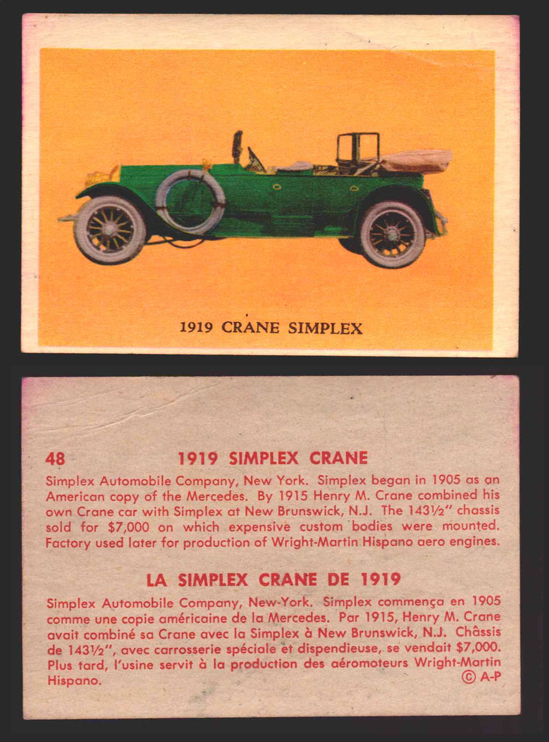 1959 Parkhurst Old Time Cars Vintage Trading Card You Pick Singles #1-64 V339-16 48	1919 Crane Simplex  - TvMovieCards.com