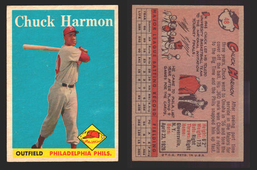 1958 Topps Baseball Trading Card You Pick Single Cards #1 - 495 EX/NM #	48	Chuck Harmon  - TvMovieCards.com