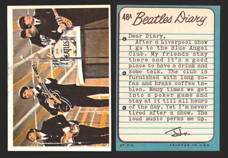 Beatles Diary Topps 1964 Vintage Trading Cards You Pick Singles #1A-#60A #	48	A  - TvMovieCards.com
