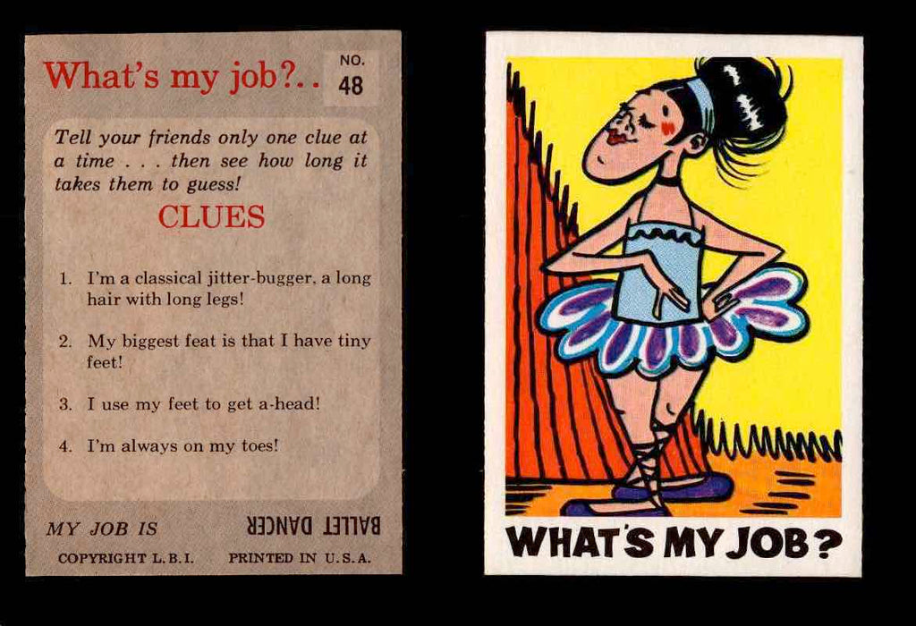 1965 What's my Job? Leaf Vintage Trading Cards You Pick Singles #1-72 #48  - TvMovieCards.com