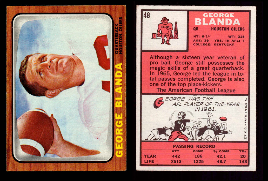 1966 Topps Football Trading Card You Pick Singles #1-#132 VG/EX #48 George Blanda (HOF)  - TvMovieCards.com