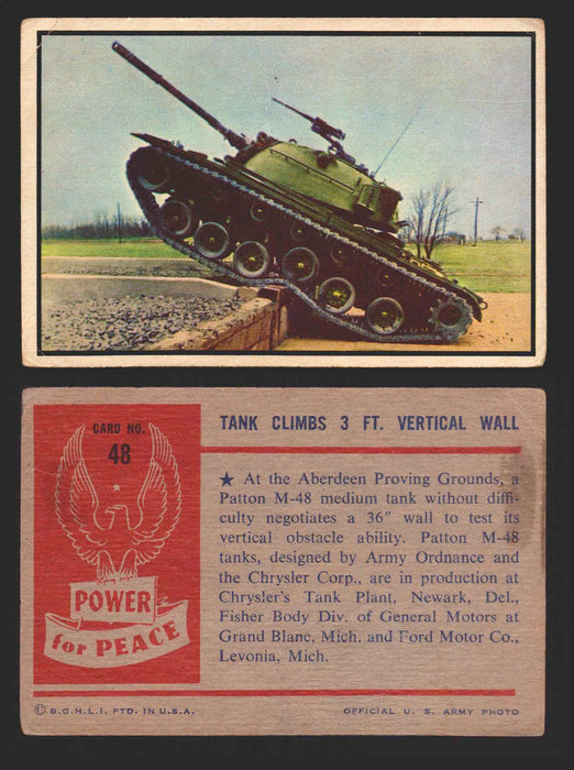 1954 Power For Peace Vintage Trading Cards You Pick Singles #1-96 48   Tank Climbs 3 Ft. Vertical Wall  - TvMovieCards.com