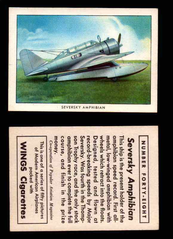 1940 Modern American Airplanes Series 1 Vintage Trading Cards Pick Singles #1-50 48 Seversky Amphibian  - TvMovieCards.com