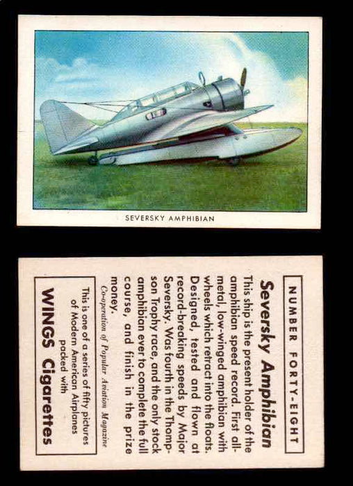 1940 Modern American Airplanes Series 1 Vintage Trading Cards Pick Singles #1-50 48 Seversky Amphibian  - TvMovieCards.com