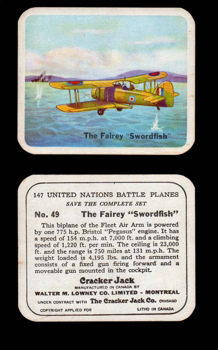 Cracker Jack United Nations Battle Planes Vintage You Pick Single Cards #1-70 #49  - TvMovieCards.com