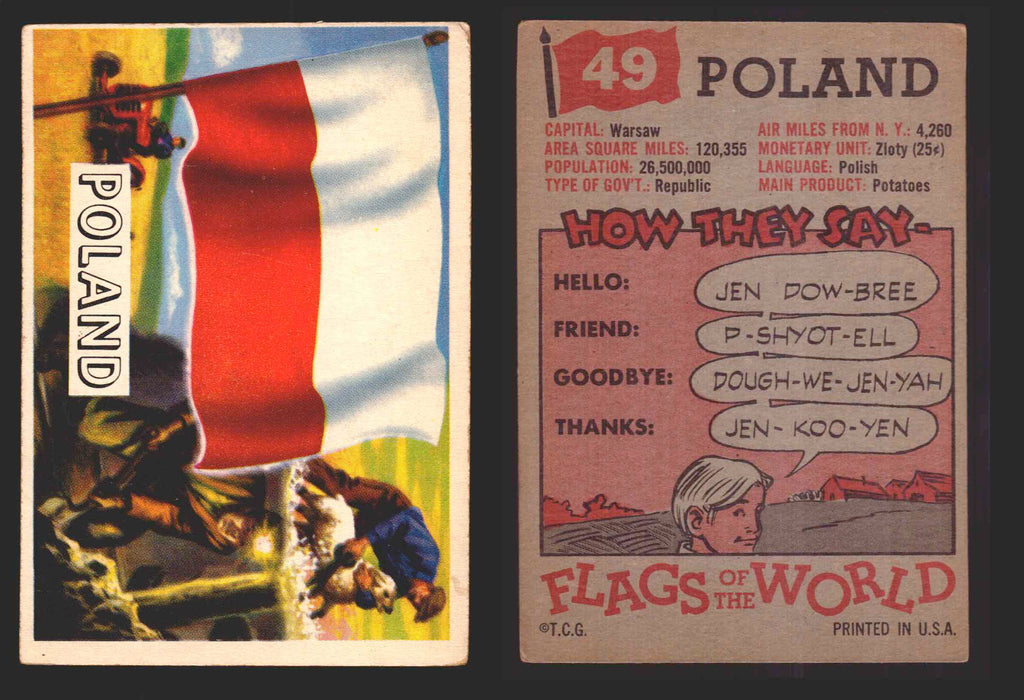 1956 Flags of the World Vintage Trading Cards You Pick Singles #1-#80 Topps 49	Poland  - TvMovieCards.com
