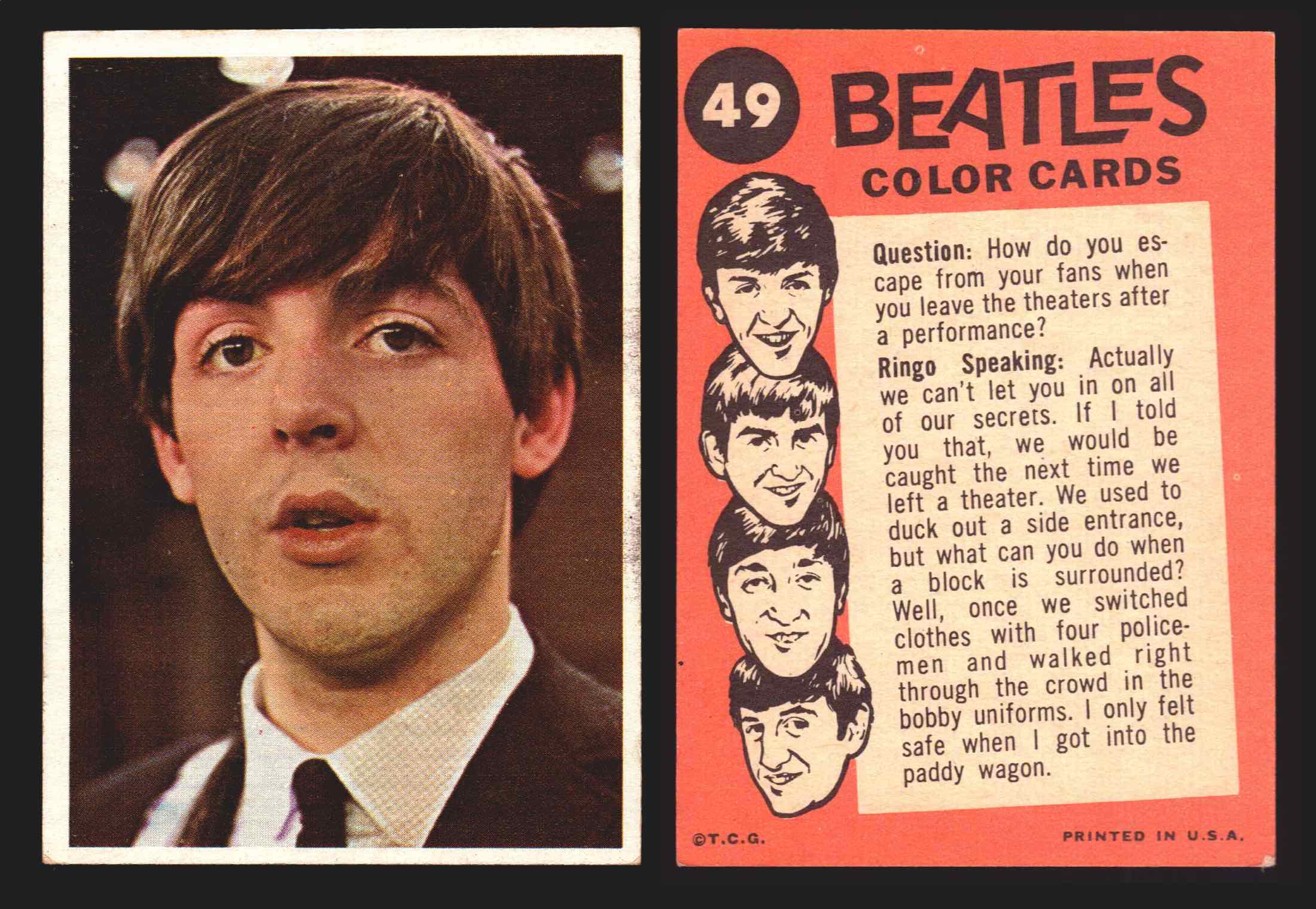 Beatles Color Topps 1964 Vintage Trading Cards You Pick Singles #1