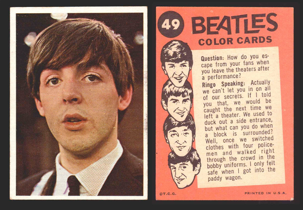 Beatles Color Topps 1964 Vintage Trading Cards You Pick Singles #1-#64 #	49  - TvMovieCards.com