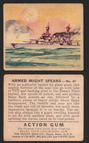 1938 Action Gum Vintage Trading Cards #1-96 You Pick Singles Goudy Gum #49   Armed Might Speaks  - TvMovieCards.com