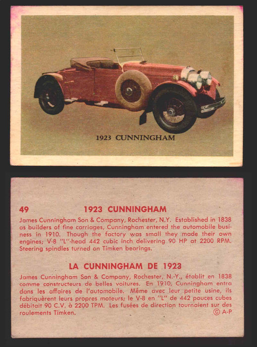 1959 Parkhurst Old Time Cars Vintage Trading Card You Pick Singles #1-64 V339-16 49	1923 Cunningham  - TvMovieCards.com