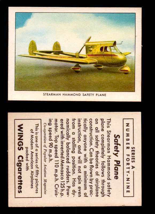 1940 Modern American Airplanes Series A Vintage Trading Cards Pick Singles #1-50 49 Stearman Hammond Safety Plane  - TvMovieCards.com