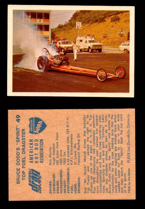 AHRA Official Drag Champs 1971 Fleer Canada Trading Cards You Pick Singles #1-63 49   Bruce Dodd's "Spirit"                            Top Fuel Dragster  - TvMovieCards.com
