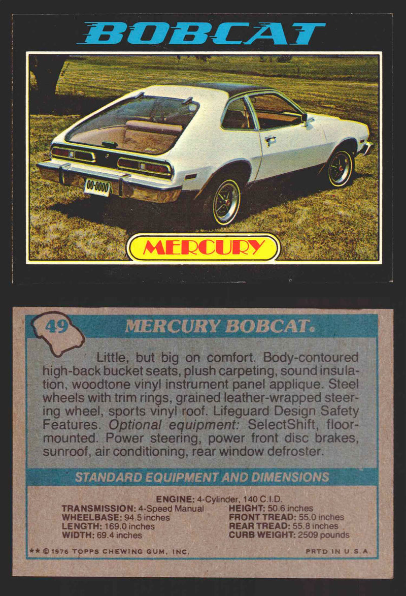 1976 Autos of 1977 Vintage Trading Cards You Pick Singles #1-99 Topps 49   Mercury Bobcat  - TvMovieCards.com
