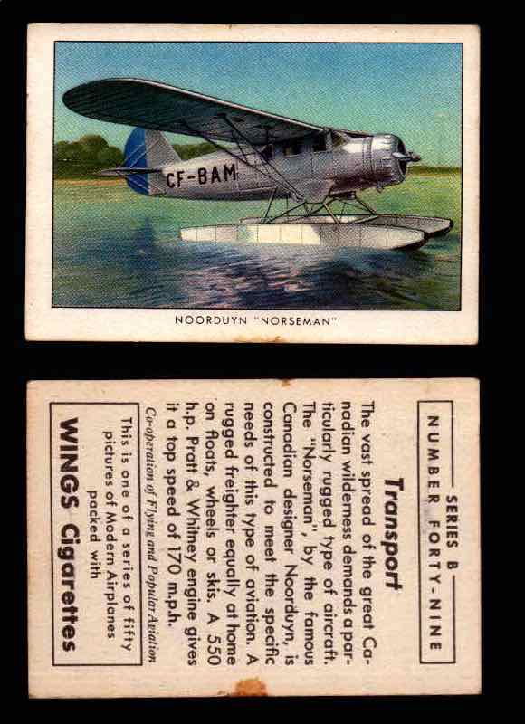 1941 Modern American Airplanes Series B Vintage Trading Cards Pick Singles #1-50 49	 	Noorduyn "Norseman"  - TvMovieCards.com