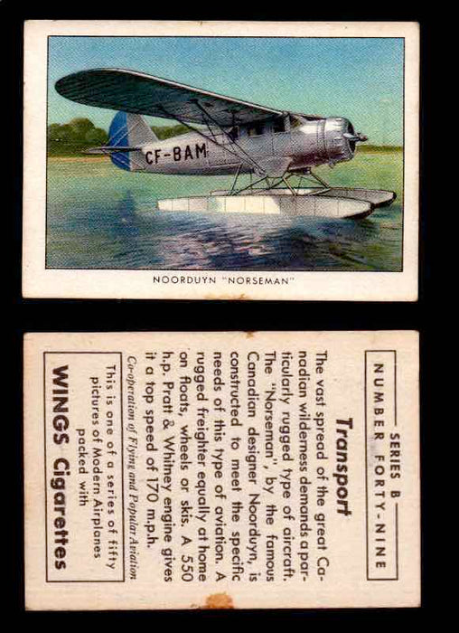 1941 Modern American Airplanes Series B Vintage Trading Cards Pick Singles #1-50 49	 	Noorduyn "Norseman"  - TvMovieCards.com