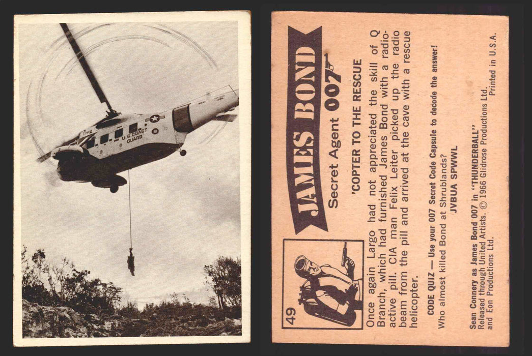 1966 James Bond 007 Thunderball Vintage Trading Cards You Pick Singles #1-66 49   'Copter To The Rescue  - TvMovieCards.com