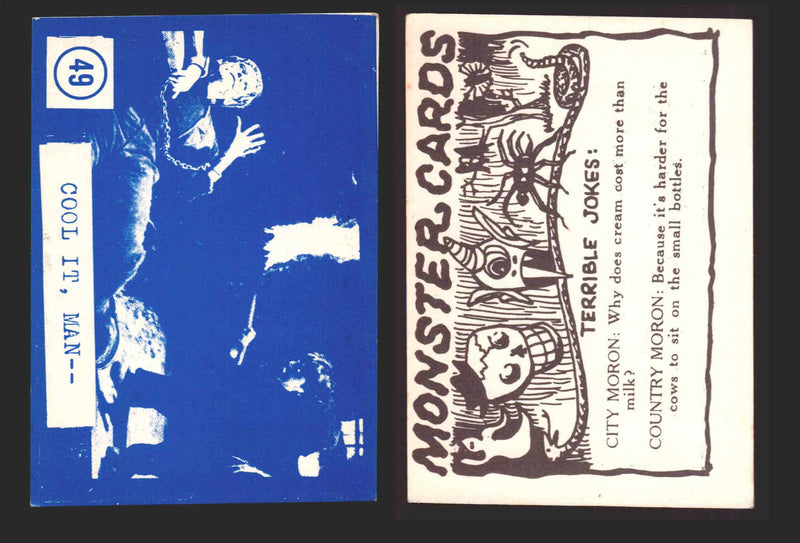1965 Blue Monster Cards Vintage Trading Cards You Pick Singles #1-84 Rosen 49   Cool It    Man—  - TvMovieCards.com