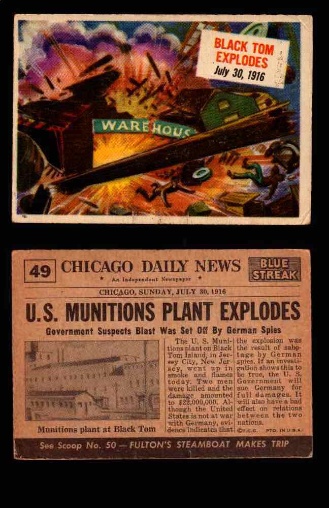 1954 Scoop Newspaper Series 1 Topps Vintage Trading Cards You Pick Singles #1-78 49   Black Tom Explodes  - TvMovieCards.com