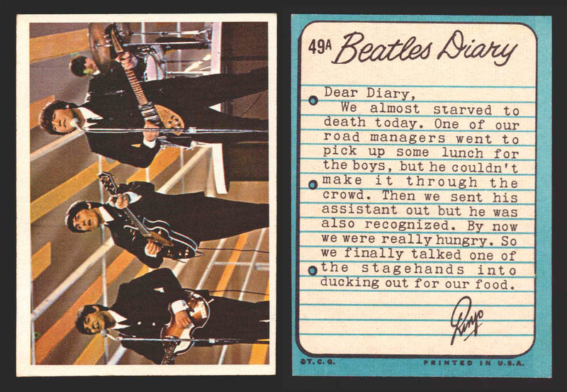 Beatles Diary Topps 1964 Vintage Trading Cards You Pick Singles #1A-#60A #	49	A  - TvMovieCards.com