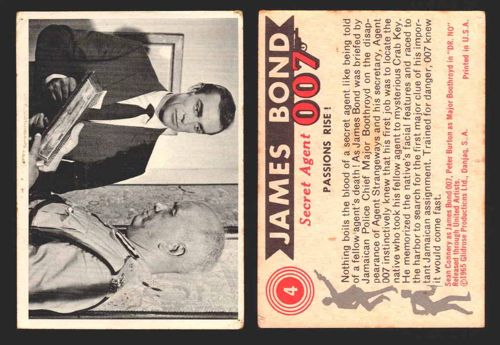 1965 James Bond 007 Glidrose Vintage Trading Cards You Pick Singles #1-66 4   Passions Rise!  - TvMovieCards.com