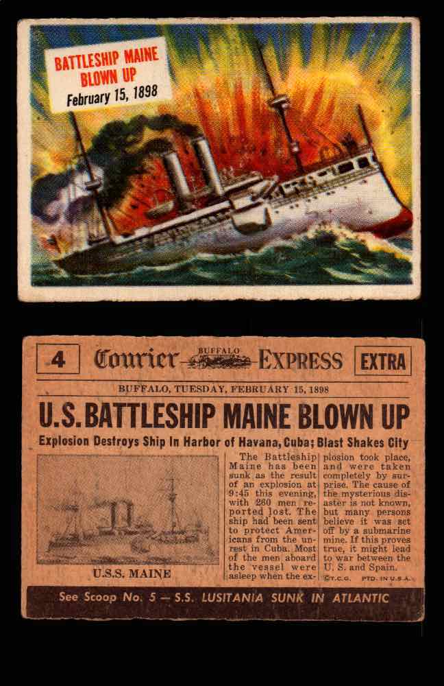1954 Scoop Newspaper Series 1 Topps Vintage Trading Cards You Pick Singles #1-78 4   Battleship Maine Blown Up  - TvMovieCards.com