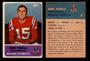 1962 Fleer Football Trading Card You Pick Singles #1-#88 G/VG/EX #4 Babe Parilli  - TvMovieCards.com